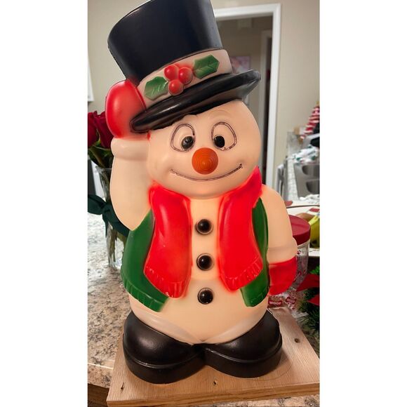 Vintage Frosty The Snowman Blow Mold Lighted 18" Made in USA Table Top - Picture 7 of 7